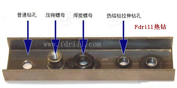 Fdrill熱熔鉆拉伸鉆孔與普通鉆孔、鉚接螺母、焊接螺母工藝的對(duì)比